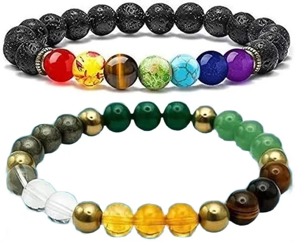 Multiagate_Pyrite,_Stone,_Rose_Quartz,_Amethyst,_Crystal,_Tiger's_Eye,_Lava,_7_Chakra,_Clear_Quartz_Bracelet_Set_(Pack_of_2)