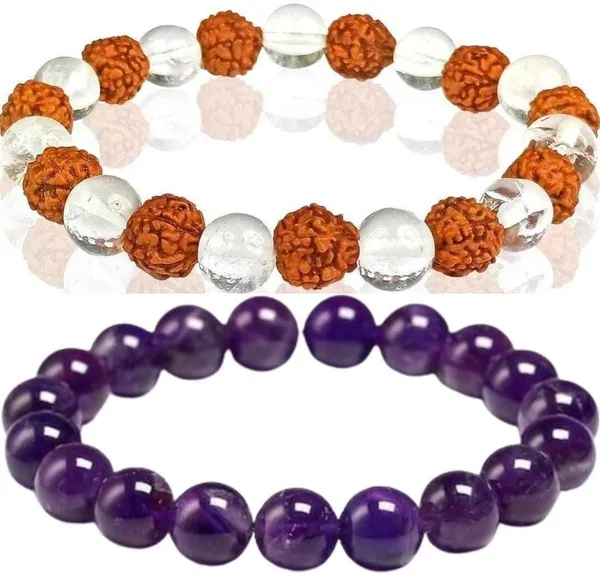 Multiagate_Amethyst,_Rudraksha,_Clear_Quartz_Bracelet_Set_(Pack_of_2)