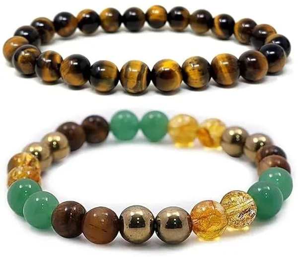 Multiagate_Stone,_Green_Aventurine,_Crystal,_Golden_Pyrite,_Tiger's_Eye,_Citrine_Bracelet_Set_(Pack_of_2)