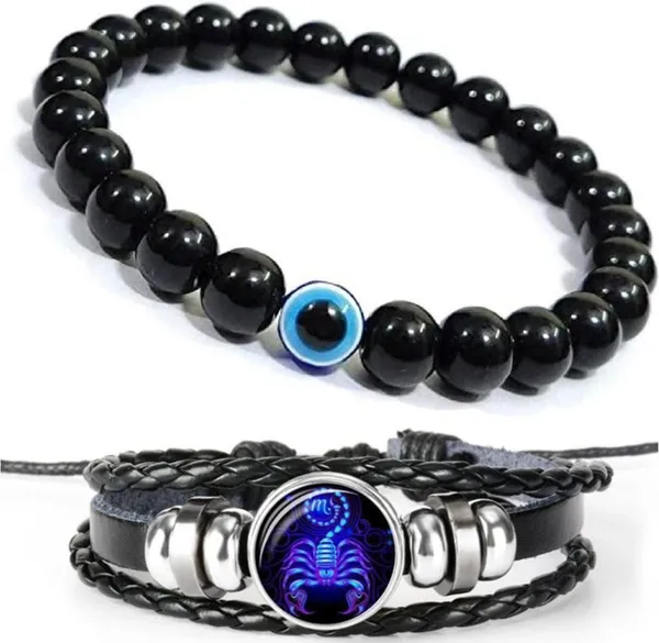 Multiagate_Evil_Eye,_Leather_Bracelet_Set_(Pack_of_2)