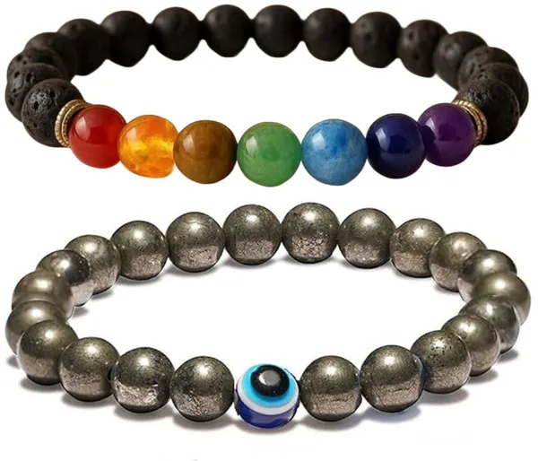 Multiagate_Pyrite,_Stone,_Green_Aventurine,_Amethyst,_Tiger's_Eye,_Lava,_7_Chakra,_Green_Jade_Bracelet_Set_(Pack_of_2)