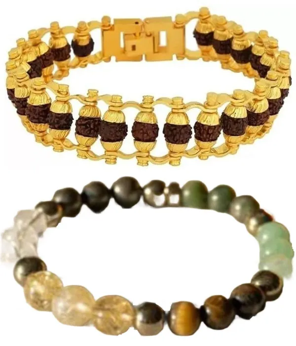 Multiagate_Pyrite,_Stone,_Green_Aventurine,_Amethyst,_Crystal,_Tiger's_Eye,_Rudraksha,_Citrine,_Green_Jade_Bracelet_Set_(Pack_of_2)