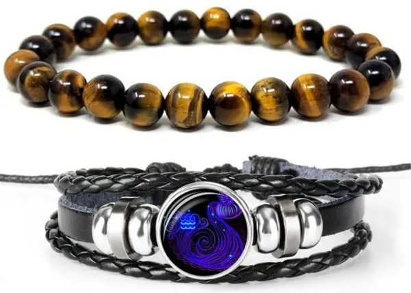 Multiagate_Stone,_Crystal,_Tiger's_Eye,_Leather_Bracelet_Set_(Pack_of_2)