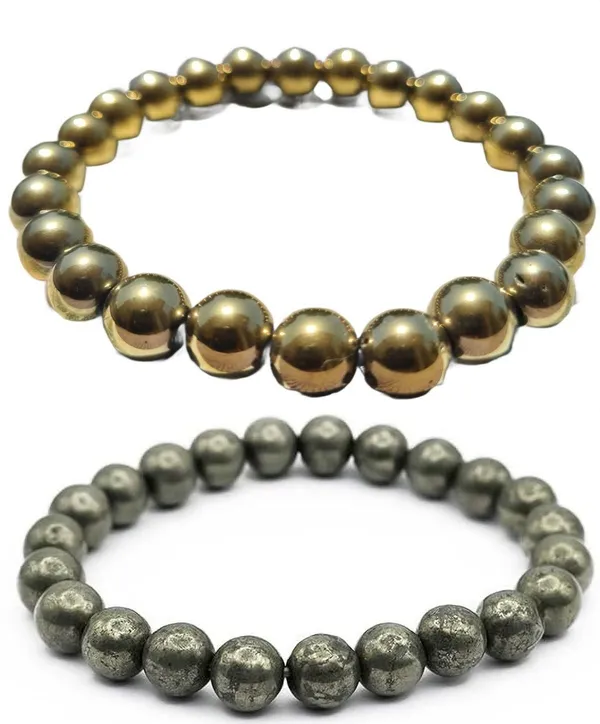 Multiagate_Pyrite,_Golden_Pyrite_Bracelet_Set_(Pack_of_2)