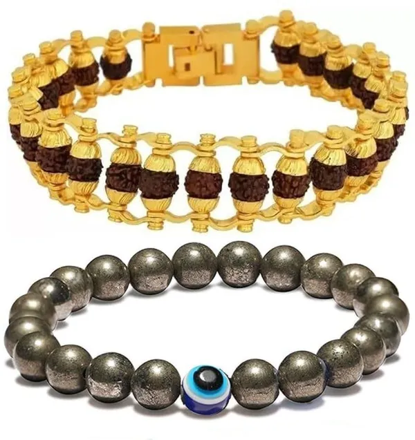 Multiagate_Pyrite,_Stone,_Crystal,_Rudraksha,_Evil_Eye_Bracelet_Set_(Pack_of_2)