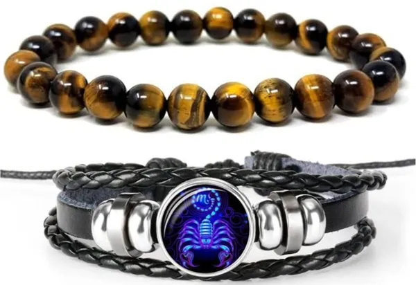 Multiagate_Stone,_Crystal,_Tiger's_Eye,_Leather_Bracelet_Set_(Pack_of_2)