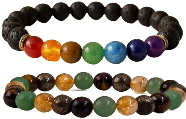 Multiagate_Pyrite,_Stone,_Green_Aventurine,_Amethyst,_Tiger's_Eye,_Lava,_7_Chakra,_Green_Jade_Bracelet_Set_(Pack_of_2)