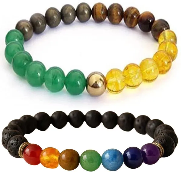 Multiagate_Pyrite,_Stone,_Green_Aventurine,_Amethyst,_Crystal,_Tiger's_Eye,_Lava,_7_Chakra,_Green_Jade_Bracelet_Set_(Pack_of_2)