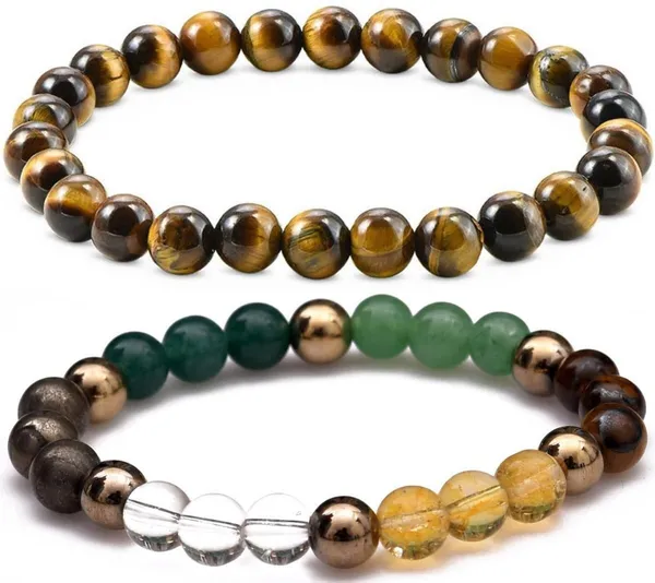Multiagate_Pyrite,_Green_Aventurine,_Crystal,_Tiger's_Eye,_Citrine_Bracelet_Set_(Pack_of_2)