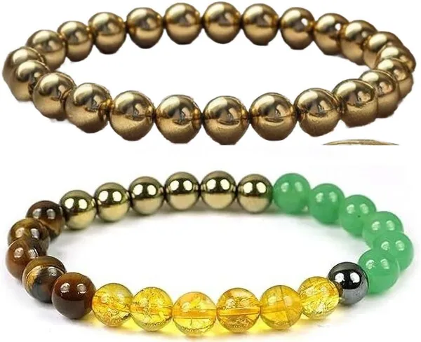 Multiagate_Pyrite,_Green_Aventurine,_Citrine_+_Golden,_Tiger's_Eye,_Citrine,_7_Chakra,_Clear_Quartz_Bracelet_Set_(Pack_of_2)