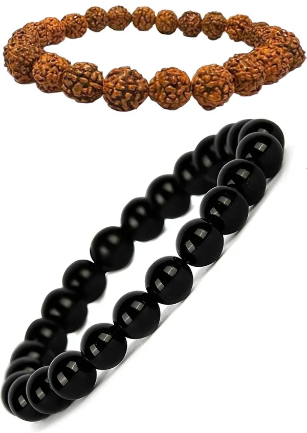 Multiagate_Pyrite,_Rudraksha_Bracelet_Set_(Pack_of_2)