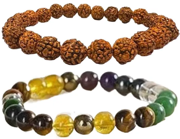 Multiagate_Pyrite,_Hematite,_Green_Aventurine,_Amethyst,_Tiger's_Eye,_Rudraksha,_Citrine_Bracelet_Set_(Pack_of_2)