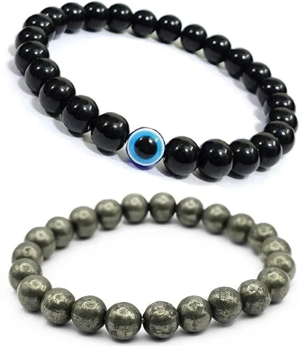 Multiagate_Pyrite,_Evil_Eye_Bracelet_Set_(Pack_of_2)