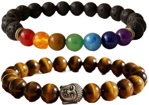 Multiagate_Pyrite,_Stone,_Green_Aventurine,_Amethyst,_Tiger's_Eye,_Lava,_7_Chakra,_Green_Jade_Bracelet_Set_(Pack_of_2)