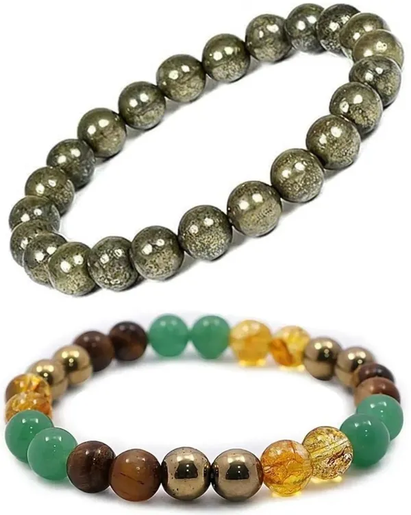 Multiagate_Pyrite,_Green_Aventurine,_Citrine_+_Golden,_Crystal,_Tiger's_Eye_Bracelet_Set_(Pack_of_2)