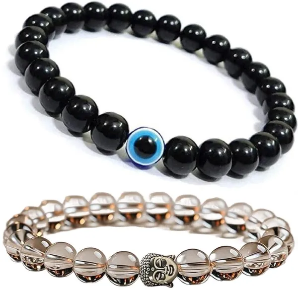 Multiagate_Evil_Eye,_Clear_Quartz_Bracelet_Set_(Pack_of_2)