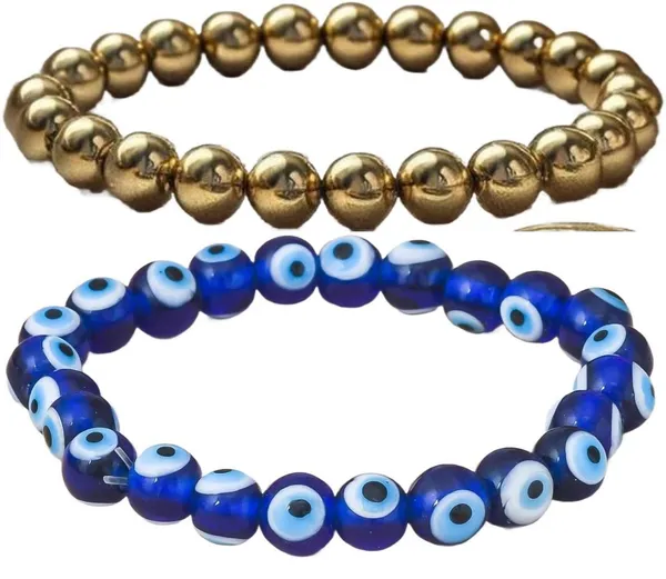 Multiagate_Pyrite,_Evil_Eye_Bracelet_Set_(Pack_of_2)
