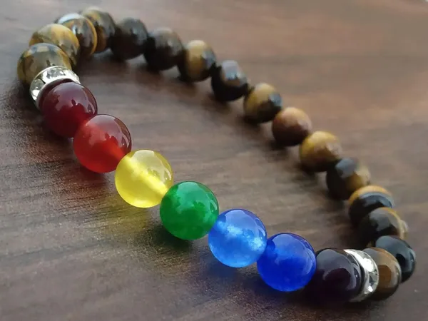 Multiagate_Stone,_Tiger's_Eye,_7_Chakra_Beads,_Crystal_Charm_Bracelet_()