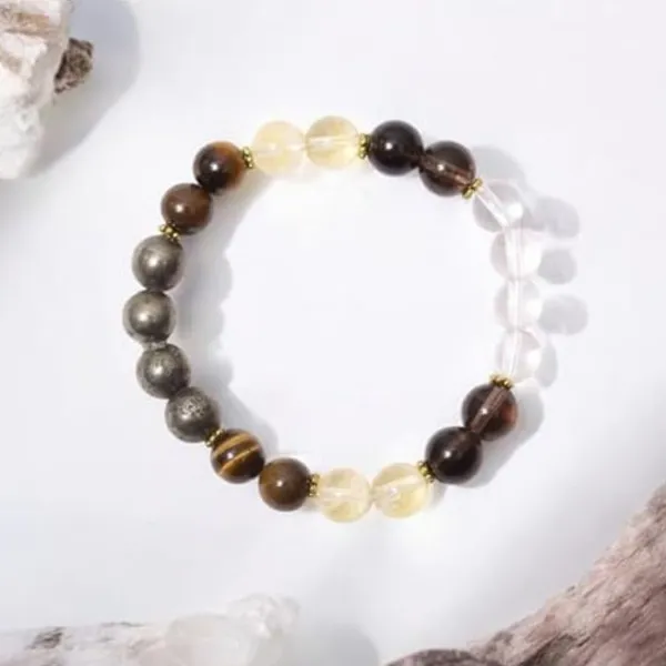 Multiagate_Pyrite,_Stone,_Tiger's_Eye,_Clear_Quartz_Beads,_Crystal_Bracelet_()