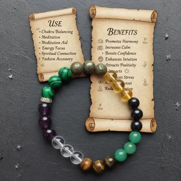 Multiagate_Pyrite,_Stone,_Green_Aventurine,_Citrine_+_Golden,_Crystal,_Tiger's_Eye,_Citrine,_7_Chakra_Crystal_Bracelet_()