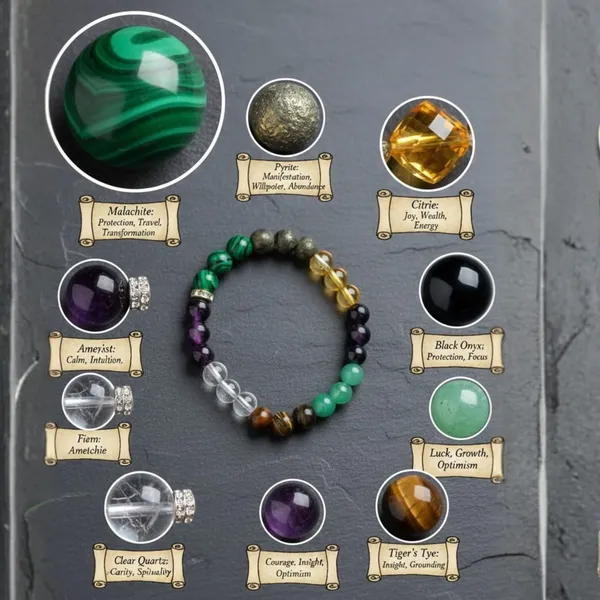 Multiagate_Pyrite,_Stone,_Green_Aventurine,_Citrine_+_Golden,_Crystal,_Tiger's_Eye,_Citrine,_7_Chakra_Crystal_Bracelet_()