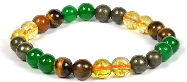 Multiagate_Pyrite,_Citrine_+_Golden,_Tiger's_Eye_Beads,_Crystal_Charm_Bracelet_()