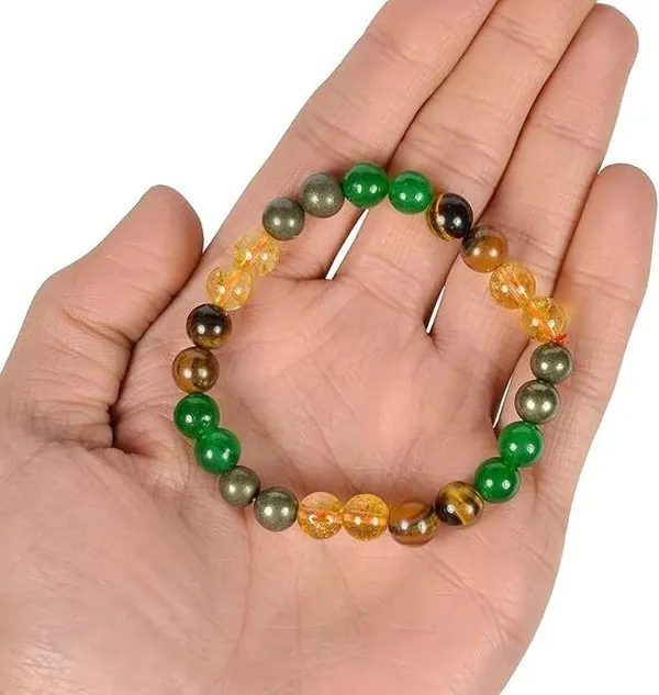 Multiagate_Pyrite,_Citrine_+_Golden,_Tiger's_Eye_Beads,_Crystal_Charm_Bracelet_()