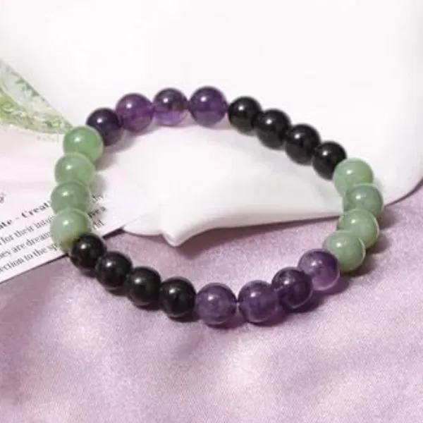 Multiagate_Stone,_Green_Aventurine,_Amethyst,_Black_Obsidian_Beads,_Crystal_Bracelet_()