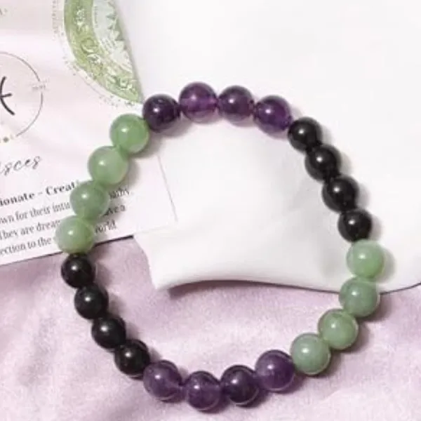 Multiagate_Stone,_Green_Aventurine,_Amethyst,_Black_Obsidian_Beads,_Crystal_Bracelet_()