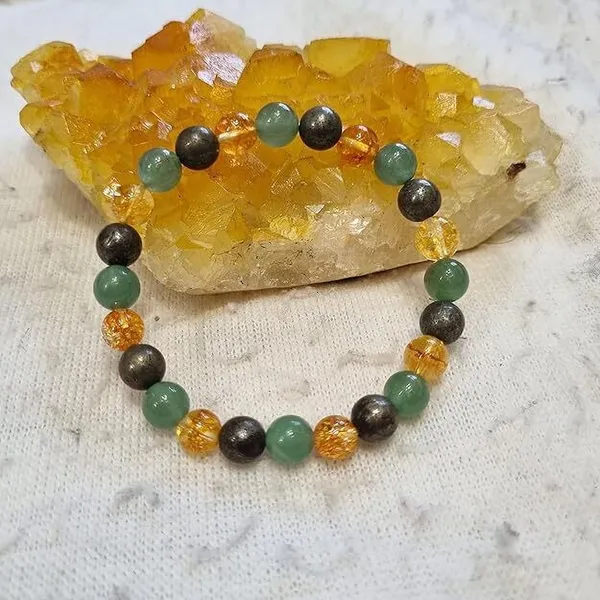 Multiagate_Pyrite,_Stone,_Green_Aventurine,_Tiger's_Eye,_Citrine_Beads,_Crystal_Charm_Bracelet_()
