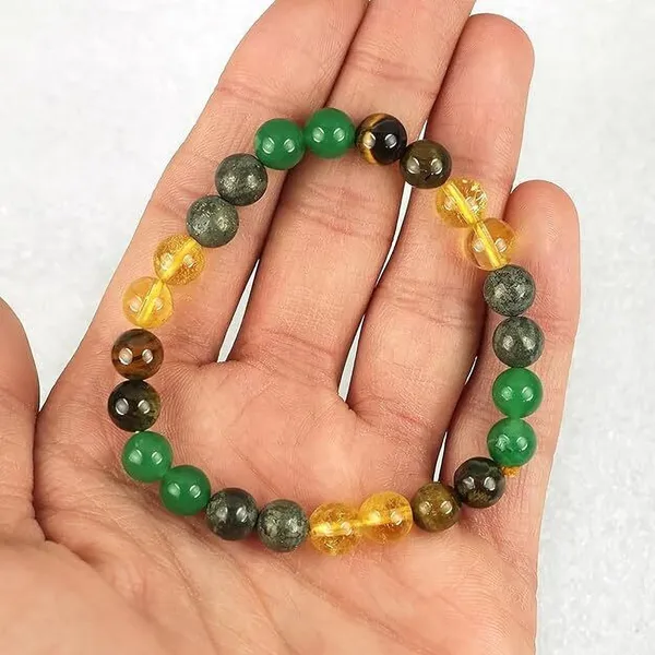 Multiagate_Pyrite,_Green_Aventurine,_Crystal,_Tiger's_Eye,_Citrine_Beads_Charm_Bracelet_()