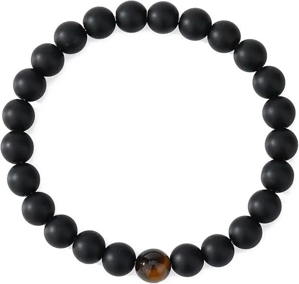 Multiagate_Stone,_Tiger's_Eye_Beads,_Crystal_Bracelet_()