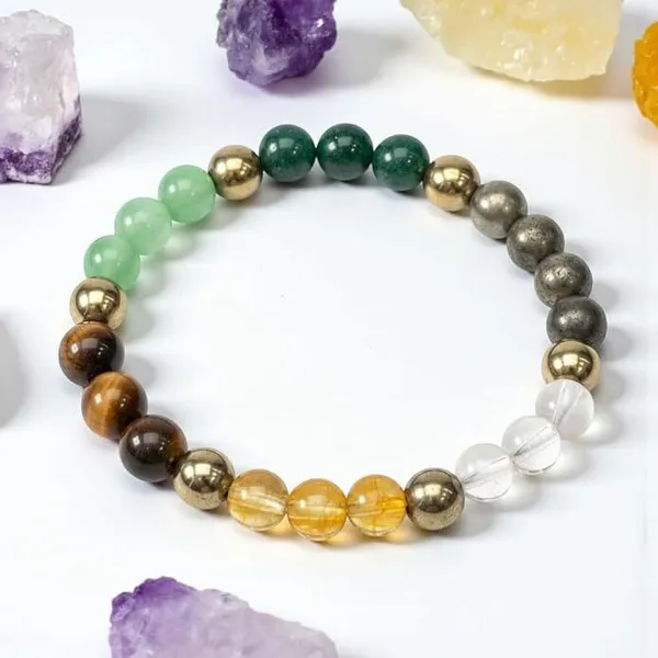 Multiagate_Pyrite,_Green_Aventurine,_Citrine_+_Golden,_Tiger's_Eye,_Citrine,_7_Chakra,_Clear_Quartz_Beads,_Agate,_Crystal_Bracelet_()