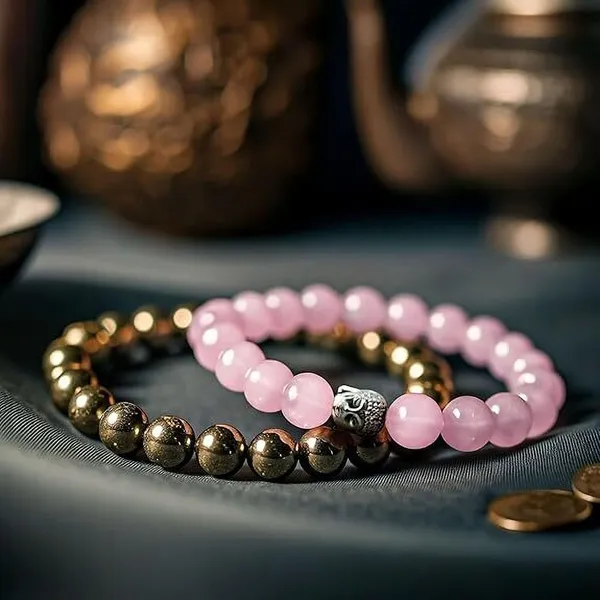 Multiagate_Stone,_Rose_Quartz,_Golden_Pyrite_Beads,_Crystal_Charm_Bracelet_()