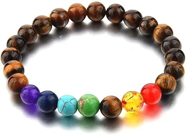 Multiagate_Tiger's_Eye,_7_Chakra_Beads,_Crystal_Charm_Bracelet_()