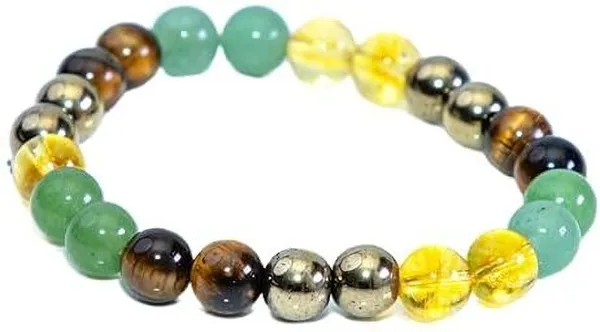 Multiagate_Pyrite,_Citrine_+_Golden,_Crystal,_Tiger's_Eye_Beads_Charm_Bracelet_()