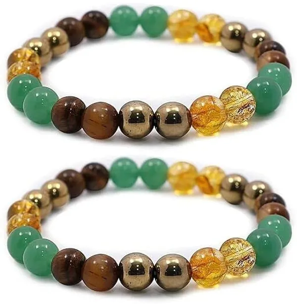 Multiagate_Green_Aventurine,_Golden_Pyrite,_Crystal,_Tiger's_Eye,_Citrine_Bracelet_Set_(Pack_of_2)