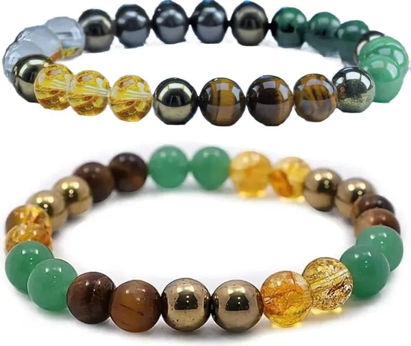 Multiagate_Pyrite,_Stone,_Green_Aventurine,_Citrine_+_Golden,_Tiger's_Eye_Bracelet_Set_(Pack_of_2)