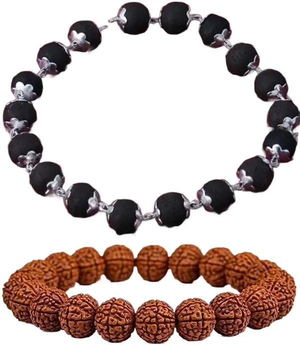 Multiagate_Wood,_Rudraksha_Bracelet_Set_(Pack_of_2)