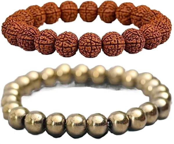 Multiagate_Pyrite,_Rudraksha_Bracelet_Set_(Pack_of_2)