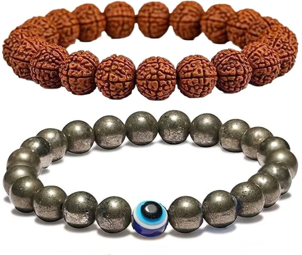 Multiagate_Pyrite,_Stone,_Crystal,_Rudraksha,_Evil_Eye_Bracelet_Set_(Pack_of_2)