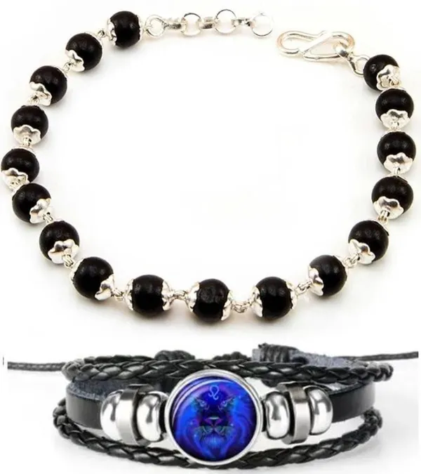 Multiagate_Wood,_Alloy,_Leather_Bracelet_Set_(Pack_of_2)