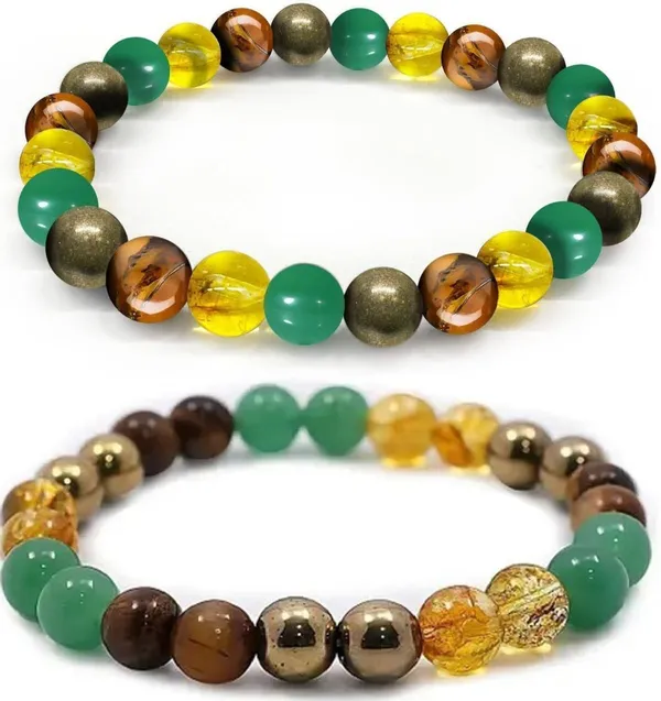 Multiagate_Pyrite,_Green_Aventurine,_Citrine_+_Golden,_Golden_Pyrite,_Crystal,_Tiger's_Eye,_Citrine_Bracelet_Set_(Pack_of_2)