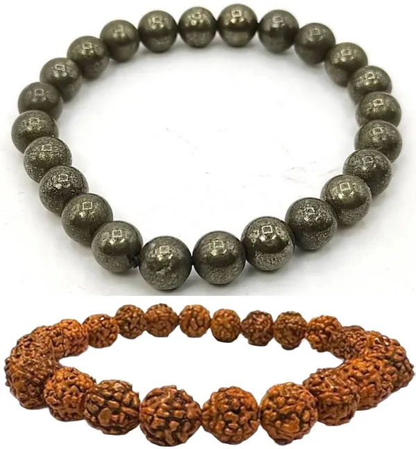 Multiagate_Pyrite,_Rudraksha_Bracelet_Set_(Pack_of_2)