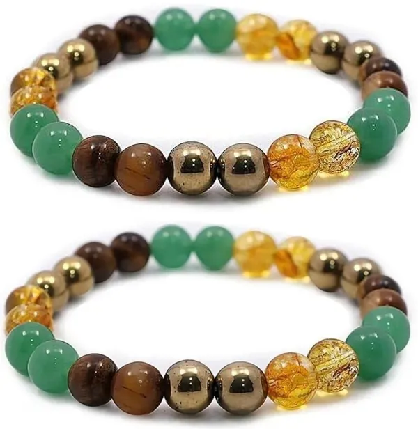 Multiagate_Pyrite,_Green_Aventurine,_Citrine_+_Golden,_Golden_Pyrite,_Crystal,_Tiger's_Eye,_Citrine_Bracelet_Set_(Pack_of_2)
