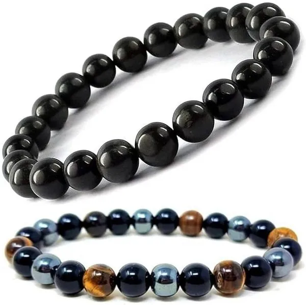 Multiagate_Stone,_Crystal,_Tiger's_Eye,_Black_Obsidian_Bracelet_Set_(Pack_of_2)