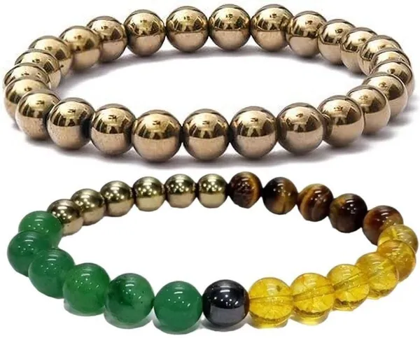 Multiagate_Stone,_Golden_Pyrite_Bracelet_Set_(Pack_of_2)