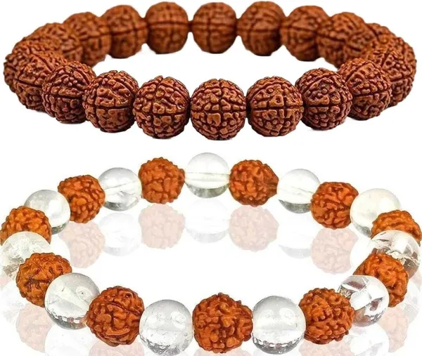Multiagate_Rudraksha,_Clear_Quartz_Bracelet_Set_(Pack_of_2)