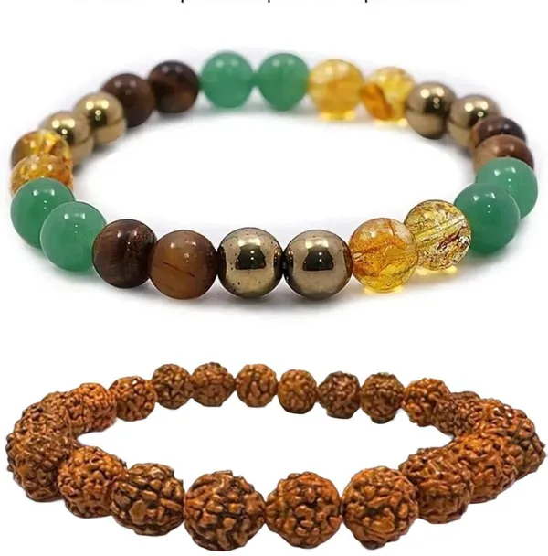 Multiagate_Pyrite,_Green_Aventurine,_Golden_Pyrite,_Tiger's_Eye,_Rudraksha,_Citrine_Bracelet_Set_(Pack_of_2)