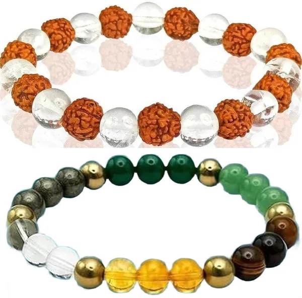 Multiagate_Stone,_Rudraksha,_Clear_Quartz_Bracelet_Set_(Pack_of_2)